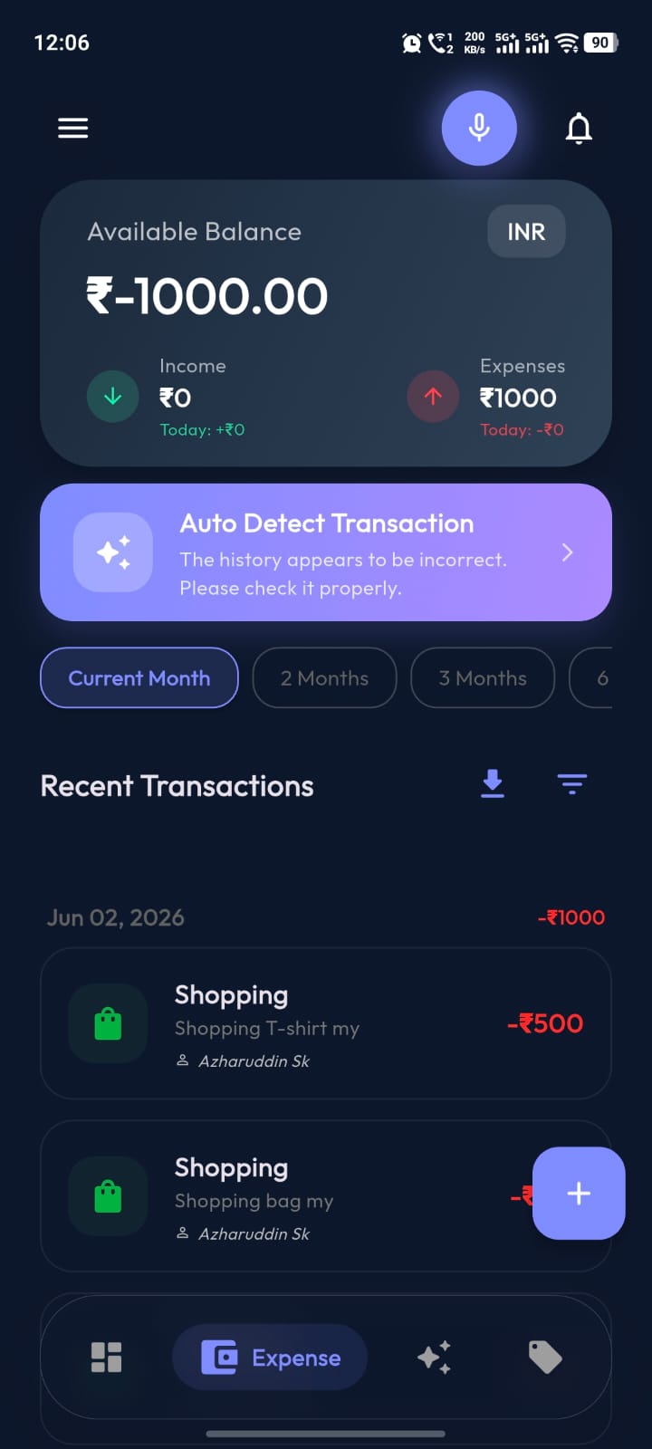 Transactions & balance